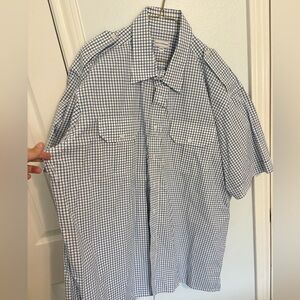 Maus and Hoffman XXL Men's Blue Check Short-Sleeve Button-Up Shirt